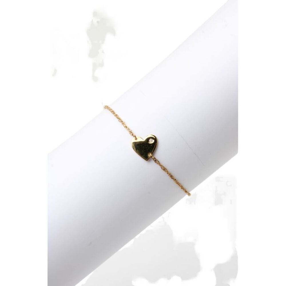 Jennifer Zeuner Womens Gold Plated 925 Diamond Mia Heart Bracelet 7" 1.7g